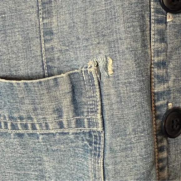 Sea New York Denim Shirt Dress Size 6 Blue Button Front Cotton Linen - Picture 7 of 7